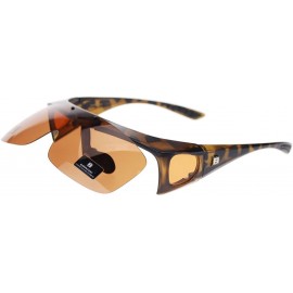 Goggle Flip Up Lens Polarized Lens Fit Over OTZ Sunglasses - Tortoise Brown - C511YMXD1LX $9.33