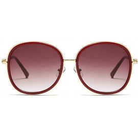 Round 2019 new ladies fashion round metal border retro trend brand designer sunglasses UV400 - Red - CD18SS93ALQ $11.25