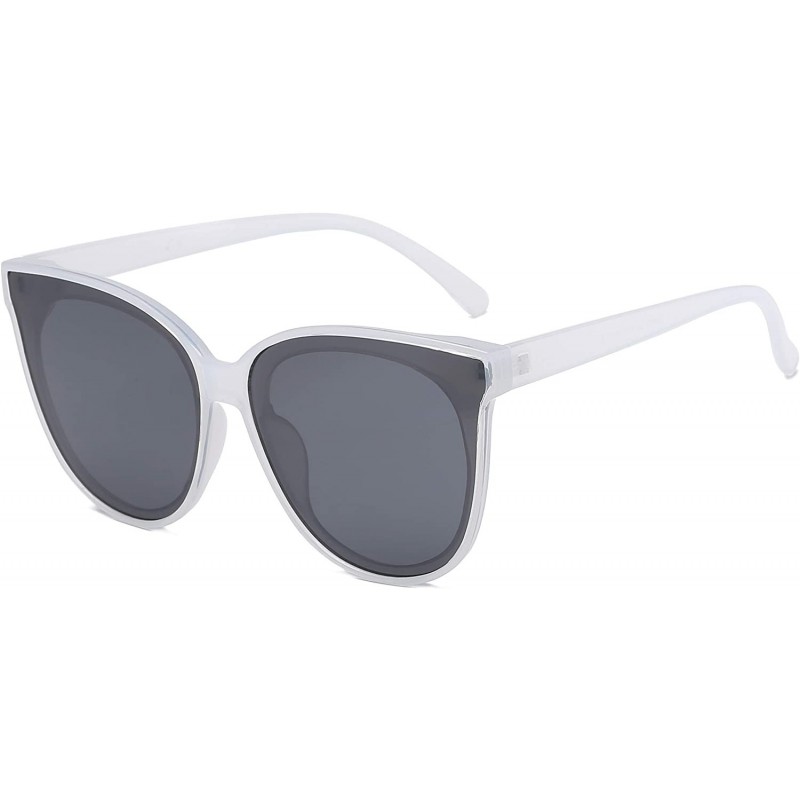 Round Women Retro Vintage Round Cat Eye Designer Sunglasses - White - C518I6U7LHQ $12.56