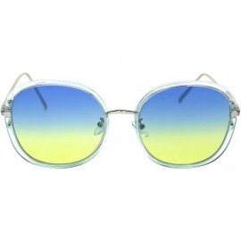 Square Rounded Square Frame Sunglasses Womens Oversized Fashion Eyewear UV 400 - Blue Silver (Blue Yellow) - CW18A20WN5C $13.37