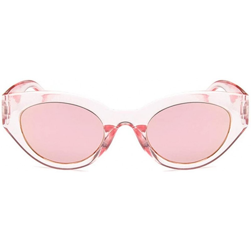 Cat Eye sexy retro cat eye sunglasses women small white triangle vintage sun glasses red - Clear-pink - CL18WWMKL6U $18.68