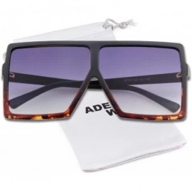 Round Oversized Sunglasses Vintage Retro Designer Shades for Women Men UV400 Glasses - Black Leopard Frame/Grey Lenses - CT18...