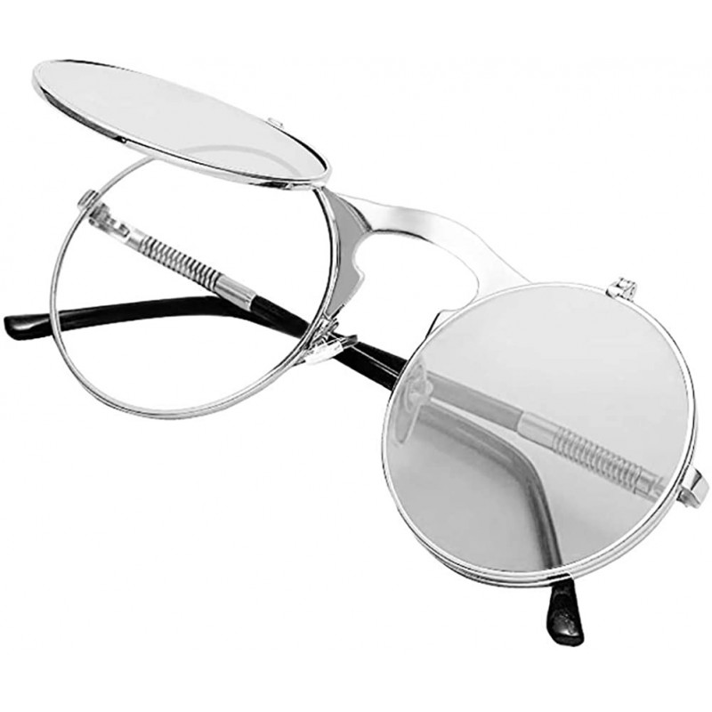 Round Round Sunglasses-Clip Sunglasses With Polarized Lennon Style Circle Sun Glasses - Silver+silver - C918ULWK3K2 $12.78