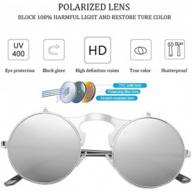 Round Round Sunglasses-Clip Sunglasses With Polarized Lennon Style Circle Sun Glasses - Silver+silver - C918ULWK3K2 $12.78