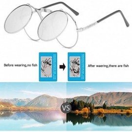 Round Round Sunglasses-Clip Sunglasses With Polarized Lennon Style Circle Sun Glasses - Silver+silver - C918ULWK3K2 $12.78