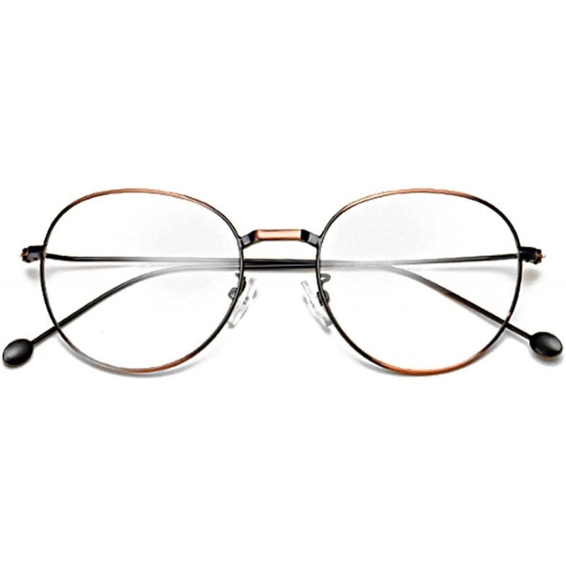 Round Man woman Nearsighted Glasses Retro Myopia Round Metal Glasses Frame - Red Copper - CO18G3L6AKR $20.79