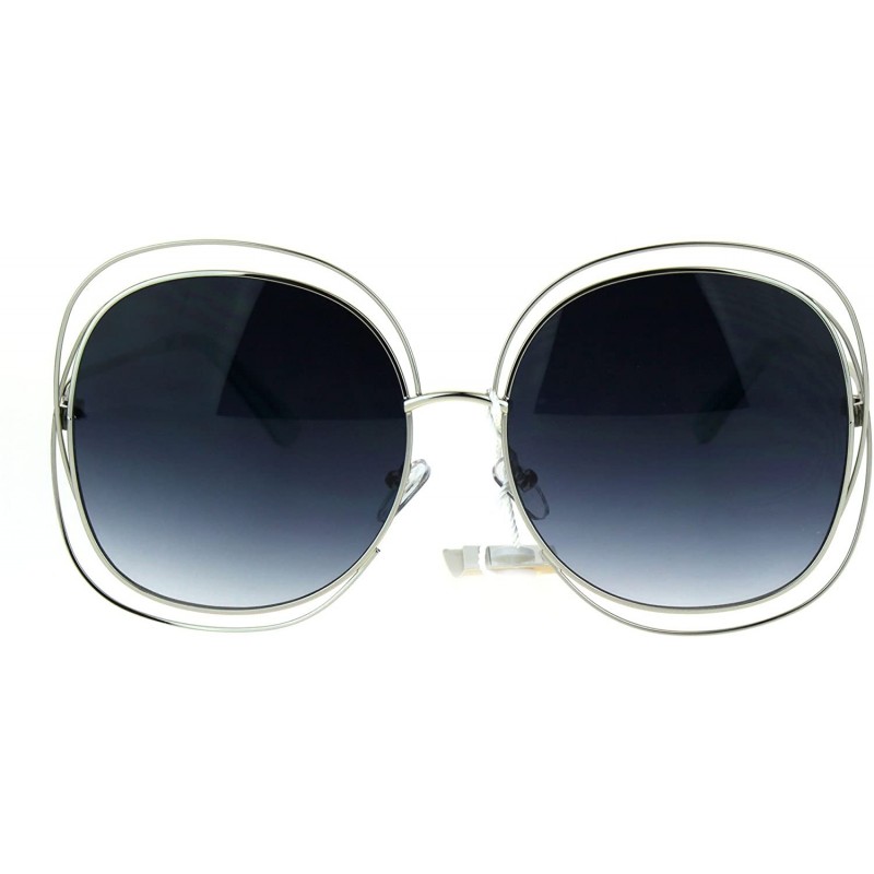 Butterfly Womens Scribble Multi Wire Rim Oversize Gradient Butterfly Diva Sunglasses - Silver Blue Smoke - C617AZ0YTRM $16.64