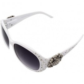 Wayfarer Wayfarer Rhinestone Sunglasses For Women Western UV 400 Protection Shades With Bling - White - CU199GLR2II $16.87