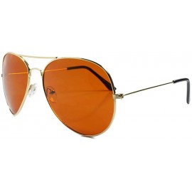 Aviator Classic Wire Frame Amber Lens Blue Blocker Driving Outdoor Sunglasses - Brown - CK18932IY40 $16.13