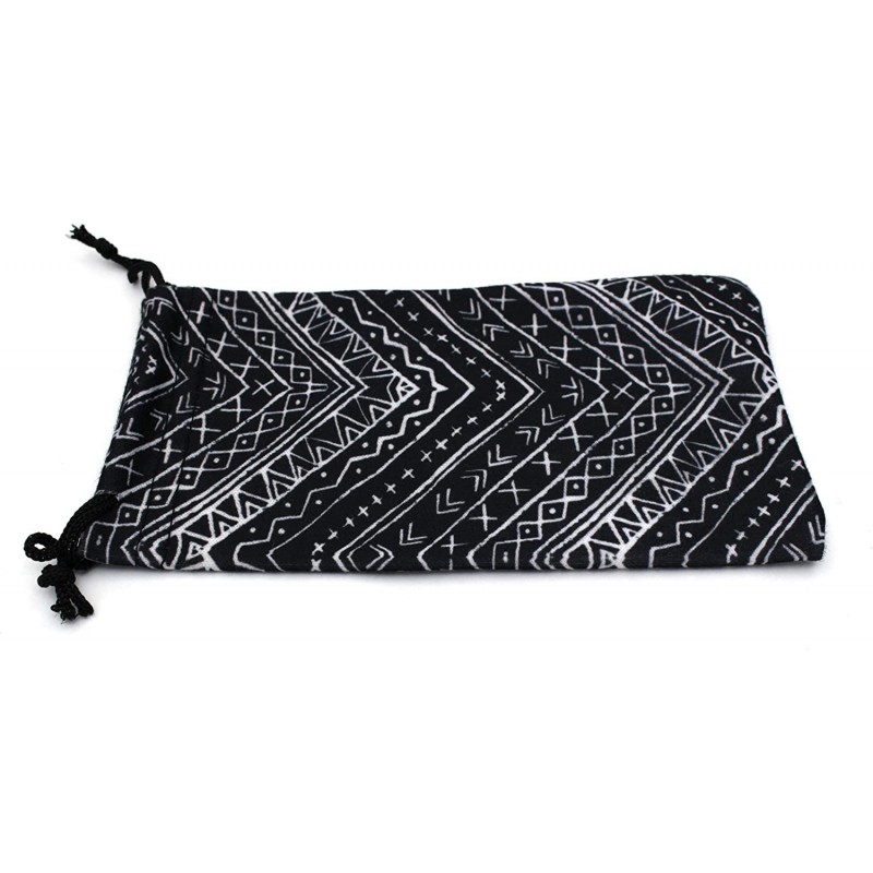 Rectangular Premium Drawstring Closure Tribal Print Microfiber Eyewear Pouch - Black Bandana - C31956SI0XK $11.38