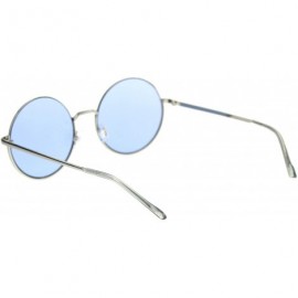 Round Womens Round Circle Sunglasses Thin Top Metal Frame Color Lens UV 400 - Silver (Blue) - C918TLMLUX4 $11.51