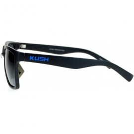 Rectangular Kush All Black Classic Matte Horn Rim Sport Mens Sunglasses - Blue Logo - CL12N76XSPE $9.48