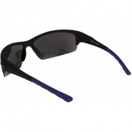 Sport Mens Classic 90s Baseball Half Rim Sport Warp Plastic Sunglasses - Matte Black Blue Blue Mirror - CD18OW3MLDG $11.89