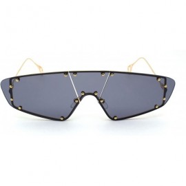 Rimless Runway Unique Metal Stud Shield Rimless Robotic Sunglasses - Gold Black - CF190R4A9GW $15.48