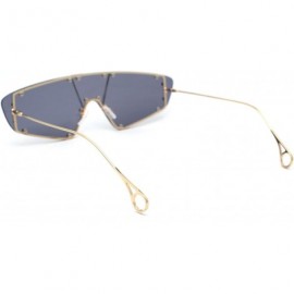 Rimless Runway Unique Metal Stud Shield Rimless Robotic Sunglasses - Gold Black - CF190R4A9GW $15.48