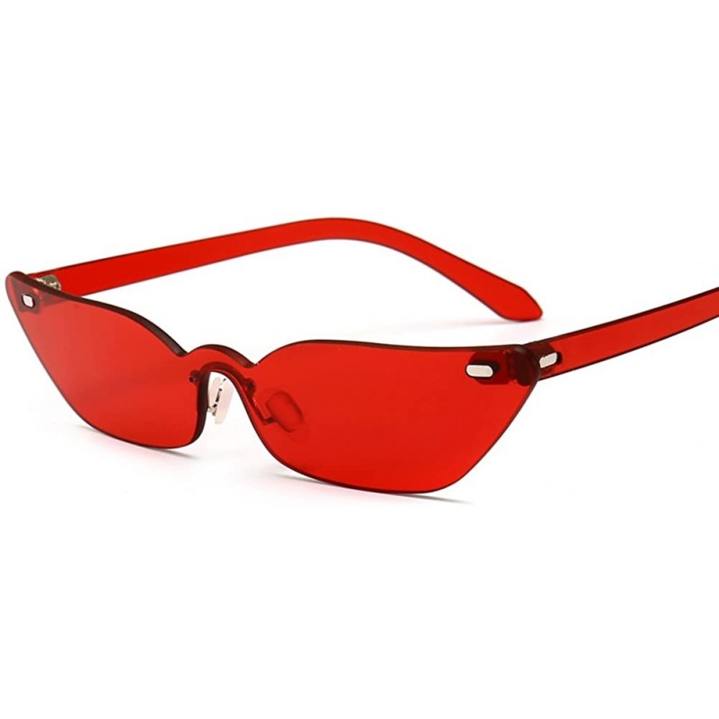 Cat Eye Narrow Cat Eye Sunglasses Triangle Rimless Sun Glasses Women Accessories - Red - CG18EIM7CTN $9.55