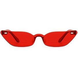 Cat Eye Narrow Cat Eye Sunglasses Triangle Rimless Sun Glasses Women Accessories - Red - CG18EIM7CTN $9.55