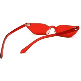 Cat Eye Narrow Cat Eye Sunglasses Triangle Rimless Sun Glasses Women Accessories - Red - CG18EIM7CTN $9.55