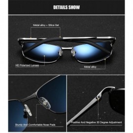 Sport Polarized Sunglasses for Men UV Protection Rectangular Alloy Frame for Driving Fishing Golf Travel Beach - Blue - CO18X...