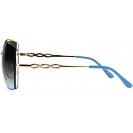 Butterfly Womens Butterfly Rimless Jewel Arm Squared Metal Sunglasses - Gold Brown Blue - CV17XWK7ZCN $14.73