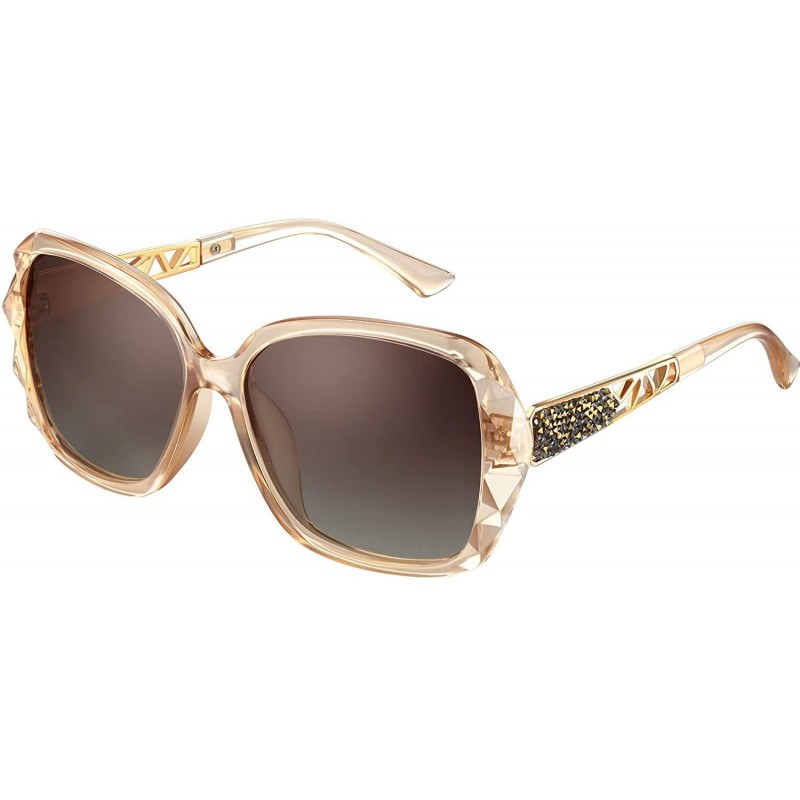 Oversized Women Sparkling Sunglasses Classic Square Sunglasses Retro Oversize Sunglasses Rhinestone Frame Sunglasses - C41925...