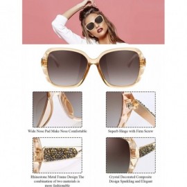 Oversized Women Sparkling Sunglasses Classic Square Sunglasses Retro Oversize Sunglasses Rhinestone Frame Sunglasses - C41925...