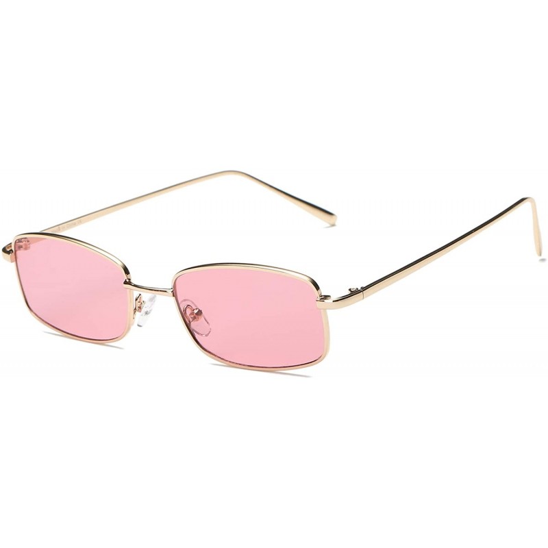 Rectangular Retro Rectangular Fashion Sunglasses - Pink - CE18WU7O7G5 $24.41