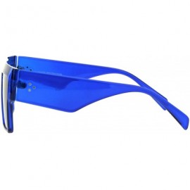 Square Flat Top Square Sunglasses Womens Modern Fashion Boyfriend Shades UV 400 - Blue - C118O8W6L9L $8.06