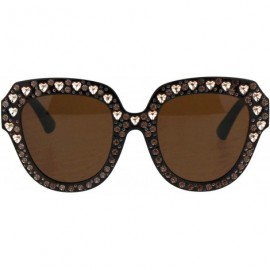 Butterfly Womens Oversized Style Sunglasses Heart Design Butterfly Frame UV 400 - Brown (Brown) - CM18RN4HCWS $13.90