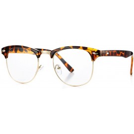 Rimless Fake Nerd Glasses for Women Men Semi-Rimless Frame Horn Rimmed Clear Lens Eyewear - Tortoise/Gold - C0186L73EGH $10.68