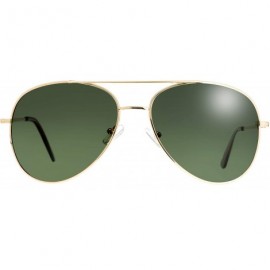 Aviator Classic Metal Frame Polarized Lens Aviator Sunglasses with Gift Box - Av102-gold(spring Hinges) - C5194QYUMWW $13.18