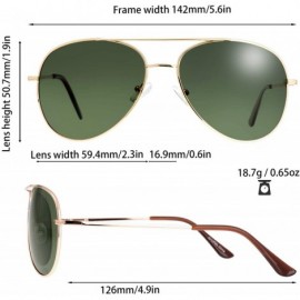 Aviator Classic Metal Frame Polarized Lens Aviator Sunglasses with Gift Box - Av102-gold(spring Hinges) - C5194QYUMWW $13.18