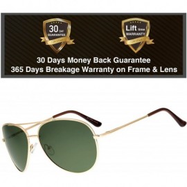 Aviator Classic Metal Frame Polarized Lens Aviator Sunglasses with Gift Box - Av102-gold(spring Hinges) - C5194QYUMWW $13.18