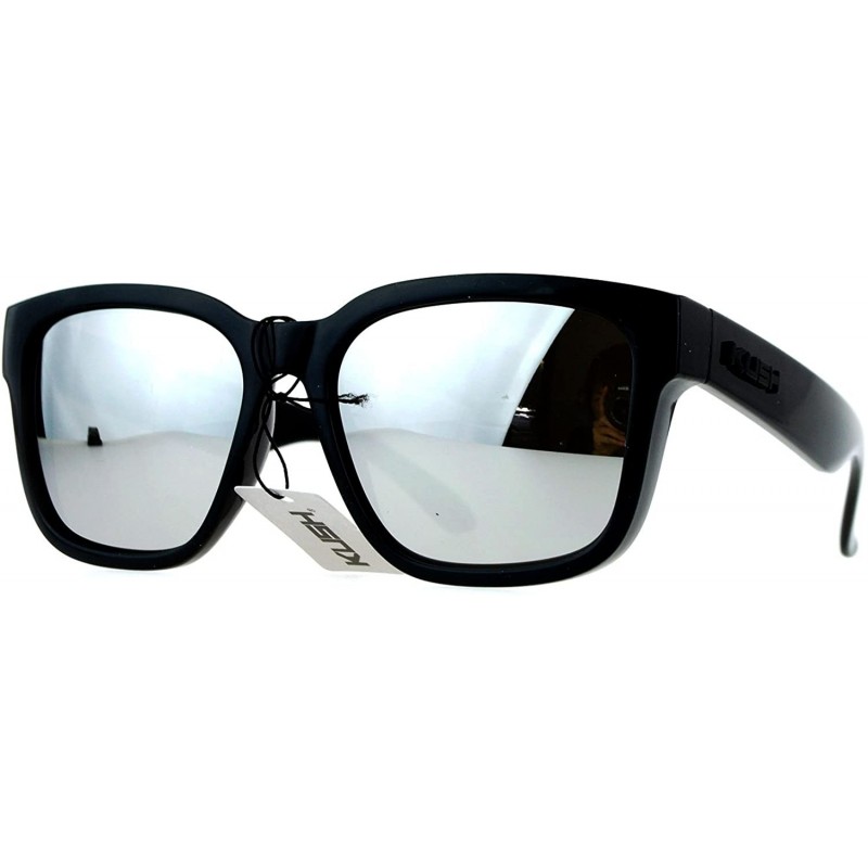 Wayfarer Mens Mirror Lens Gangster Oversize Horn Rim Sunglasses - Silver - C512MWYY7YY $8.84