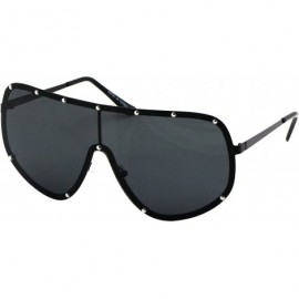 Wrap Oversize XXL Huge Large Shield Wrap Big Mask Polarized Sunglasses - Black - CP17XMHATAA $9.89