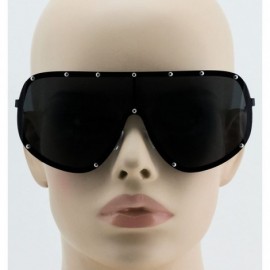 Wrap Oversize XXL Huge Large Shield Wrap Big Mask Polarized Sunglasses - Black - CP17XMHATAA $9.89