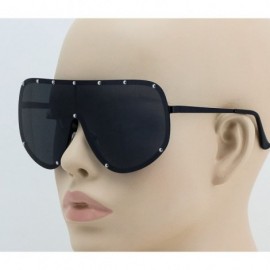 Wrap Oversize XXL Huge Large Shield Wrap Big Mask Polarized Sunglasses - Black - CP17XMHATAA $9.89