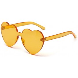 Rimless Love Heart Shape Sunglasses Women One Pieces Lens Rimless Sun Glasses For Women - Yellow - CS18KRHX3EZ $7.19