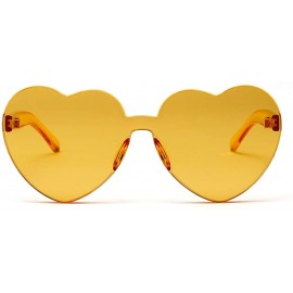 Rimless Love Heart Shape Sunglasses Women One Pieces Lens Rimless Sun Glasses For Women - Yellow - CS18KRHX3EZ $7.19