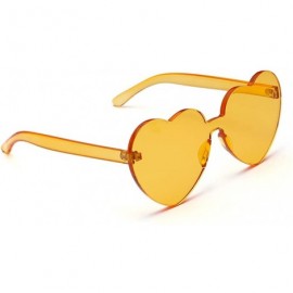 Rimless Love Heart Shape Sunglasses Women One Pieces Lens Rimless Sun Glasses For Women - Yellow - CS18KRHX3EZ $7.19