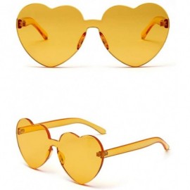 Rimless Love Heart Shape Sunglasses Women One Pieces Lens Rimless Sun Glasses For Women - Yellow - CS18KRHX3EZ $7.19