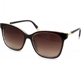 Rectangular Womens Snug Thin Plastic Boyfriend Horn Rim Sunglasses - Brown Grey Brown - CC18WOUT9SZ $7.79