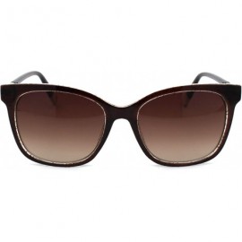 Rectangular Womens Snug Thin Plastic Boyfriend Horn Rim Sunglasses - Brown Grey Brown - CC18WOUT9SZ $7.79