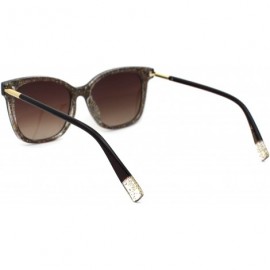 Rectangular Womens Snug Thin Plastic Boyfriend Horn Rim Sunglasses - Brown Grey Brown - CC18WOUT9SZ $7.79