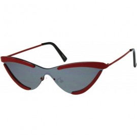 Cat Eye Womens Futuristic Disco funk Cat Eye Exposed Lens Sunglasses - Red Black - CW18QGA2WZ4 $11.48