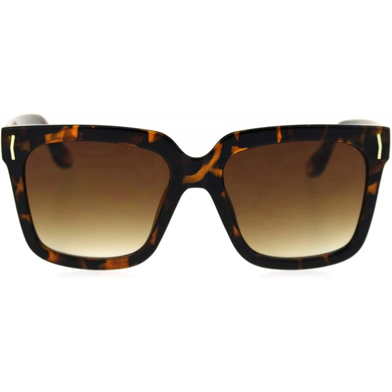 Rectangular Womens Oversize Boyfriend Rectangular Thick Horn Rim Sunglasses - Tortoise Brown - CC18SE0S3IX $13.09