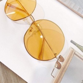 Rimless Big Round Sunglasses for Women Rimless Alloy Frame Oversized Sun Glasses Shades UV400 - Orange - C91906CK2L8 $15.80