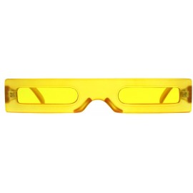 Rectangular Super Skinny Futuristic Sunglasses Flat Rectangular Frame Unique Frost Colors - Yellow - CU18NH85GT7 $10.24