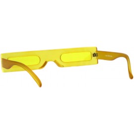 Rectangular Super Skinny Futuristic Sunglasses Flat Rectangular Frame Unique Frost Colors - Yellow - CU18NH85GT7 $10.24