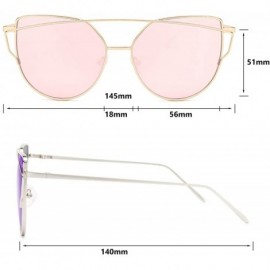 Cat Eye Sunglasses for Women - Cat Eye Mirrored/Transparent Flat Lenses Metal Frame Sunglasses UV400 - CZ184WNL4I0 $11.98